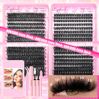 DIY Lash Extension Kit Clusters Individual Eyelashes Kit 9-16mm with Bond and Seal Wispy Natural Mange Lashes NovaCart