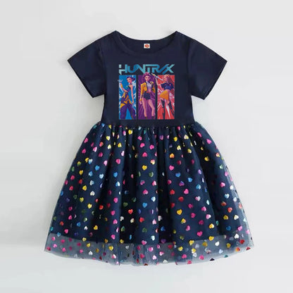 Kids Clothes Summer Short sleeves Kpop Demon Hunters Girls Dress Fashion Children Princess Dresses Baby Girl Cute Birthday Party NovaCart