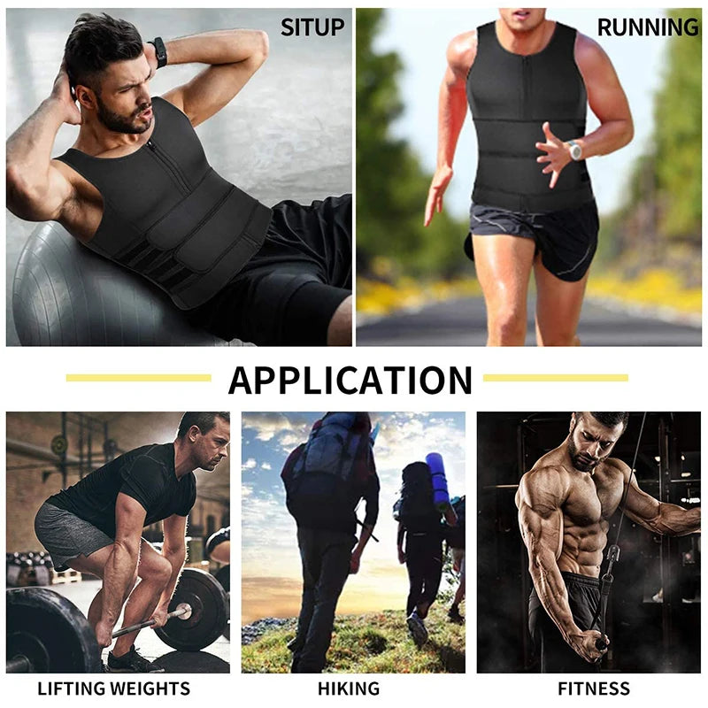 Neoprene Men's Shapers Sweat Vest for Men Waist Trainer Vest Adjustable Workout Body Shaper with Double Zipper for Sauna Suit NovaCart