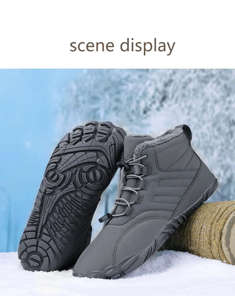 Snow Boots Men Winter Shoes Barefoot Ankle Boots 36-46 Couple Snow Shoes Outdoor Hiking Shoes Fur Warm Plush Boots NovaCart