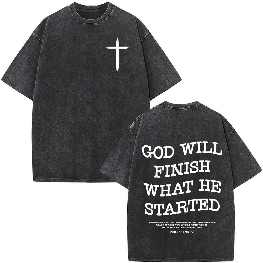 Christian Jesus Faith Over Fear Bible Verse Washed T-shirts Men Women Fashion Vintage Oversized T Shirts Harajuku Cotton T-shirt NovaCart