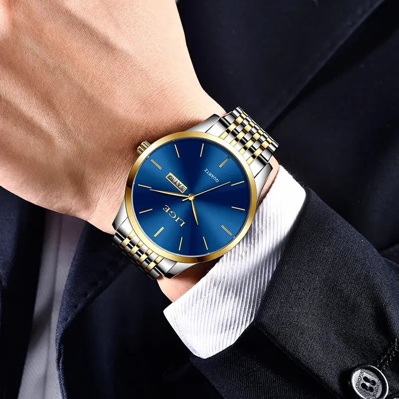 2025 LIGE Men Business Watches Top Brand Luxury Man Wristwatch Waterproof Luminous Date Week Quartz Men's Watch High Quality+Box NovaCart