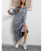 Hoodies Dress For Women Fashion 2025 Hem Lace-up Midi Robe Hooded Long Dress Autumn Winter Warm Casual Loose Sweatshirt Vestidos NovaCart
