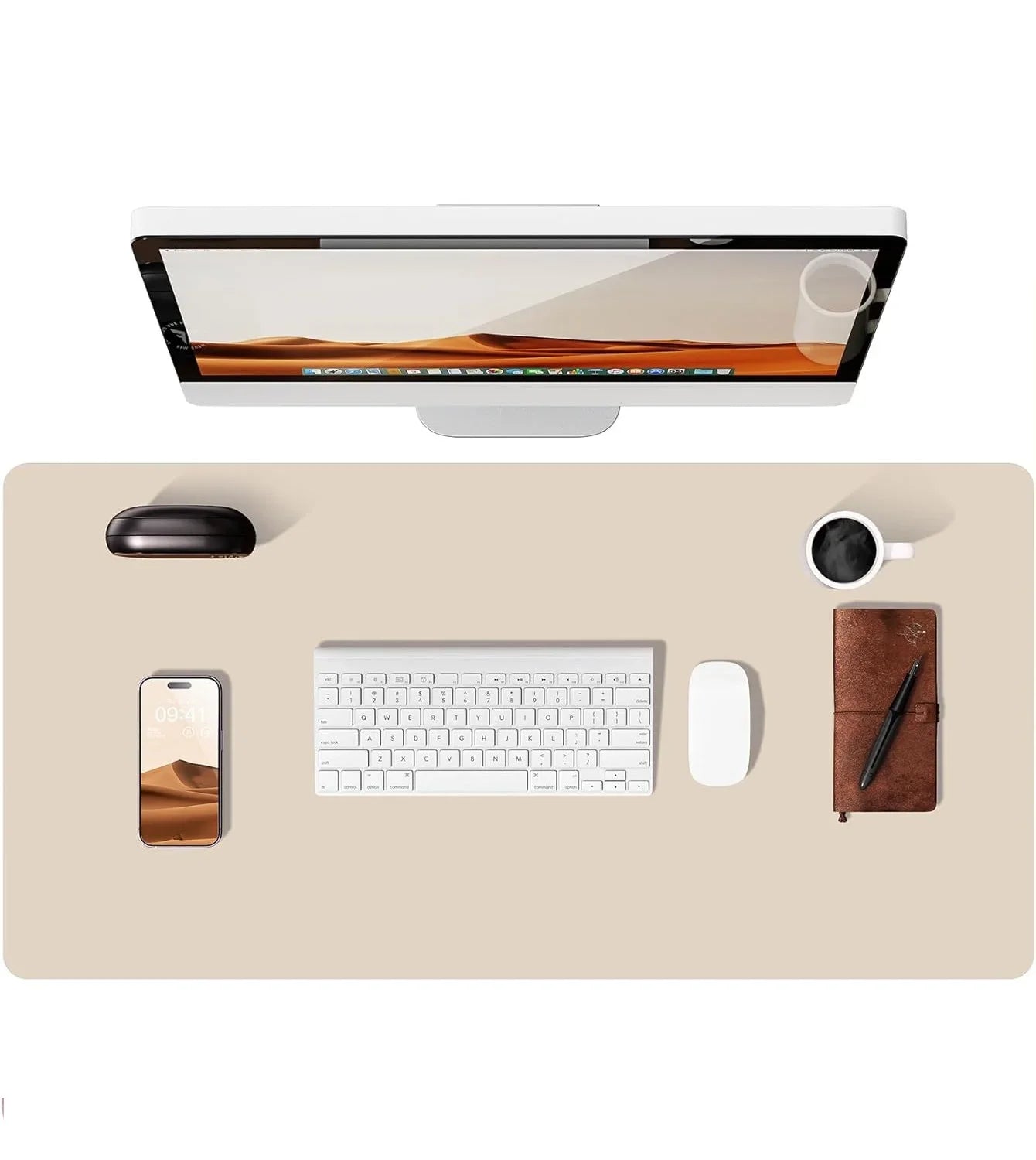 Large Mouse Pad,Office Desk Mat, Leather Desk Pad Protector, Non-Slip PU Leather Desk Blotter, Laptop Desk Pad Pi-Mart