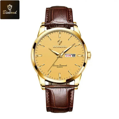 BINBOND Top Luxury Brand Fashion Watch For Men Waterproof Clock Man Date Quartz Wrist Watches Leather Strap Business Man Watch NovaCart