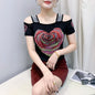 M-3XL Summer European Women's Clothes High Quality T-Shirt Luxury Hot Diamonds Design Slim Tees Sexy Girls Streetwear Tops NovaCart
