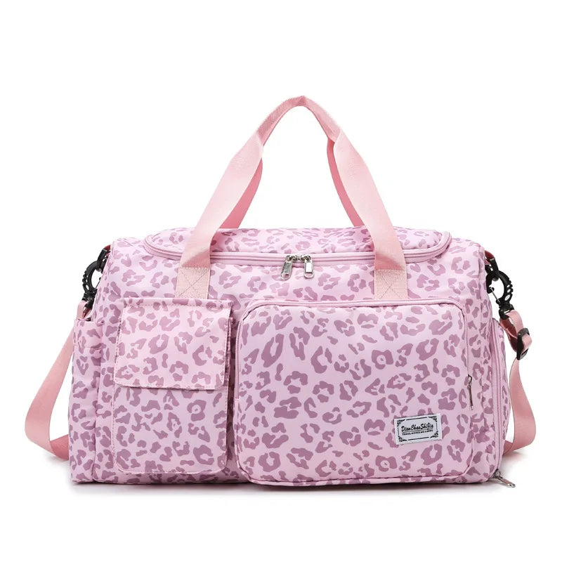 Classic Leopard Print Large Capacity Leisure Luggage Bag with Multiple Pockets and Shoe Compartment Sports Fitness Travel Bag NovaCart