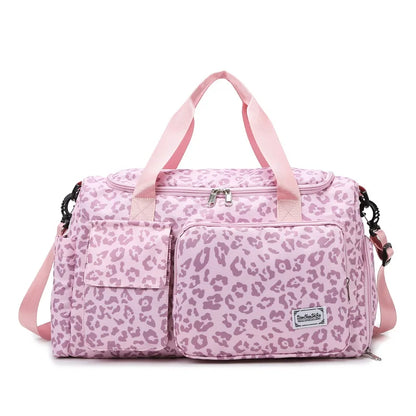 Classic Leopard Print Large Capacity Leisure Luggage Bag with Multiple Pockets and Shoe Compartment Sports Fitness Travel Bag NovaCart