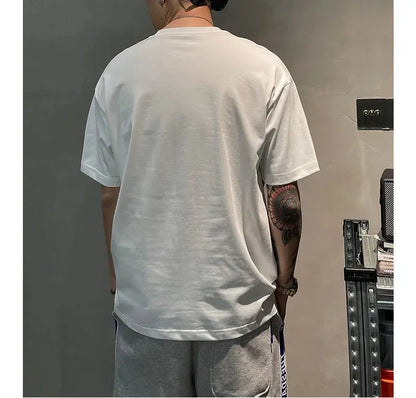 2023 Summer Casual All-match Trend Korean Fashion Short Sleeve Round Neck Solid Color Letter Printed Loose Fashion Youth T-shirt NovaCart