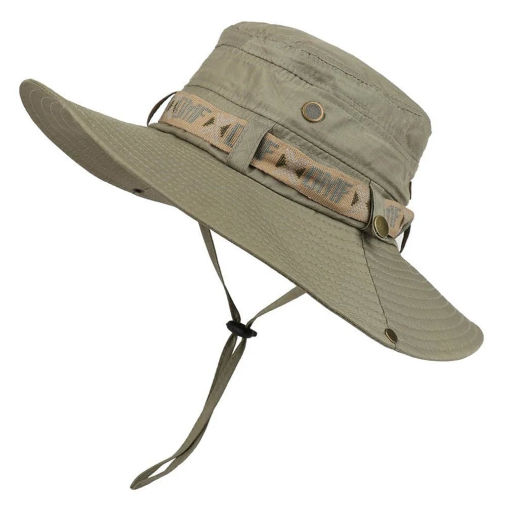 1Set bucket hat Summer Men UV Protection Hiking Beach Sunscreen Cap Bucket Hats Summer Hunting Hat Mesh Fisherman Safari Hat Pi-Mart