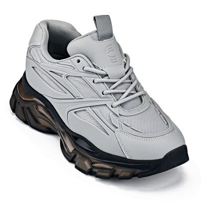 CALTO - S5281 - 2.6 Inches Taller (Cement/Translucent Onyx Sole) - Chunky Sole Sporty Sneakers Tallmenshoes.com