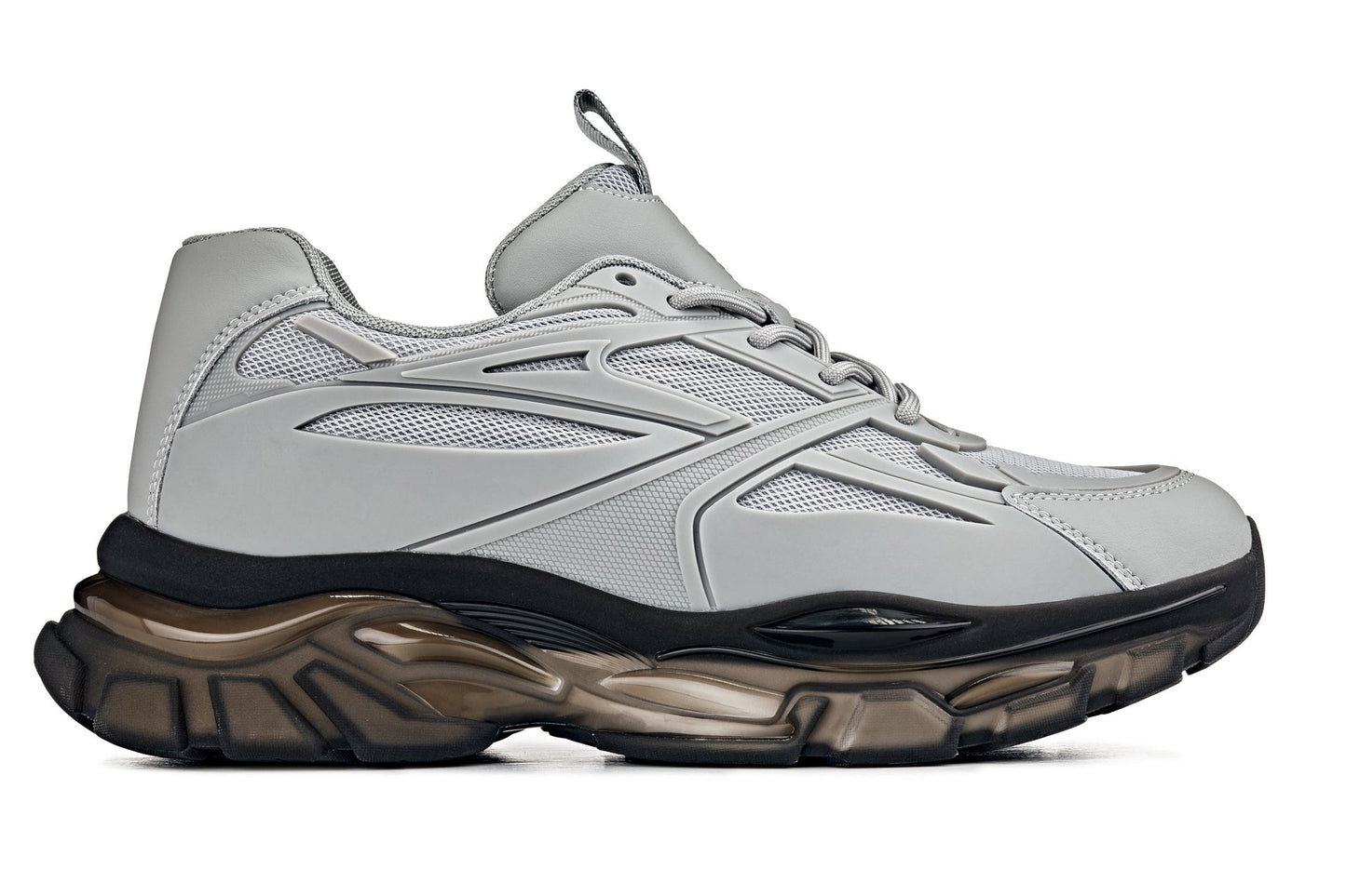 CALTO - S5281 - 2.6 Inches Taller (Cement/Translucent Onyx Sole) - Chunky Sole Sporty Sneakers Tallmenshoes.com