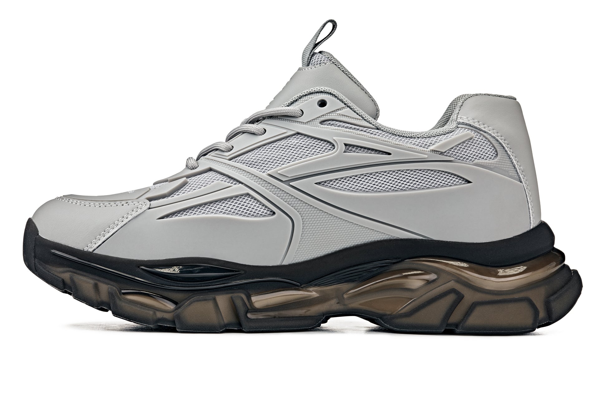 CALTO - S5281 - 2.6 Inches Taller (Cement/Translucent Onyx Sole) - Chunky Sole Sporty Sneakers Tallmenshoes.com