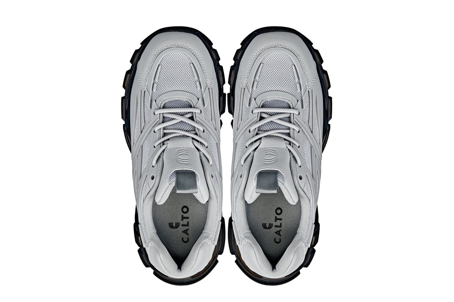 CALTO - S5281 - 2.6 Inches Taller (Cement/Translucent Onyx Sole) - Chunky Sole Sporty Sneakers Tallmenshoes.com