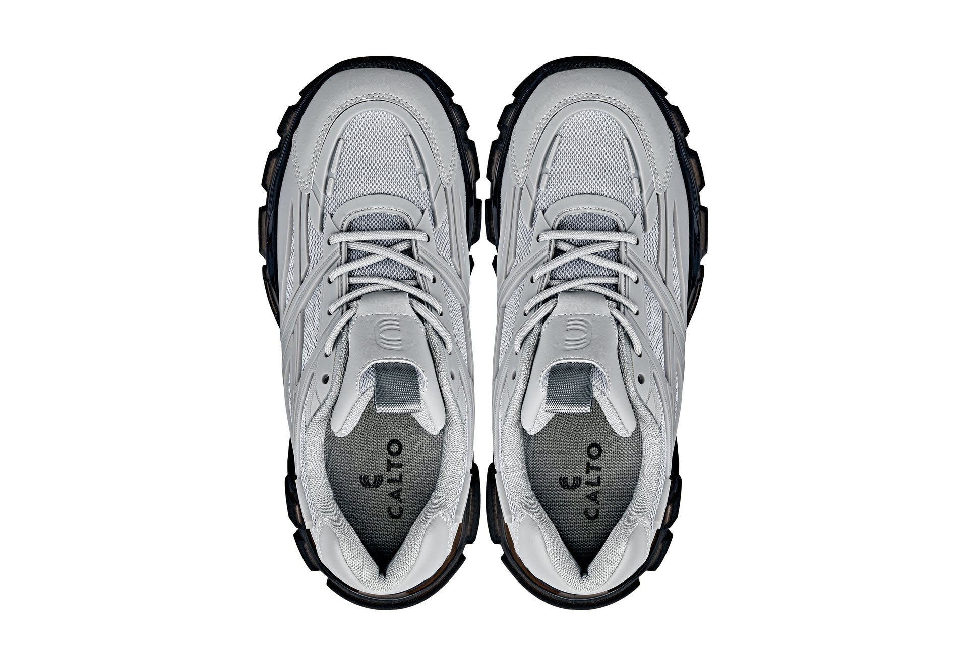 CALTO - S5281 - 2.6 Inches Taller (Cement/Translucent Onyx Sole) - Chunky Sole Sporty Sneakers Tallmenshoes.com