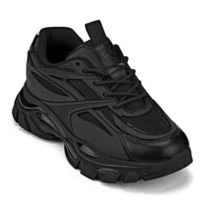 CALTO - S5282 - 2.6 Inches Taller (Jet Black/Onyx Sole) - Chunky Sole Sporty Sneakers Tallmenshoes.com