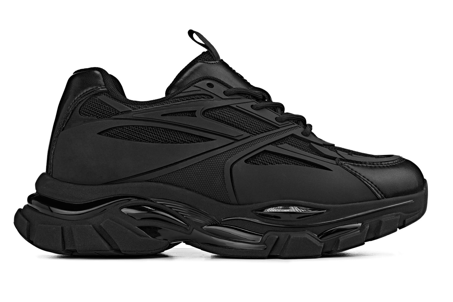 CALTO - S5282 - 2.6 Inches Taller (Jet Black/Onyx Sole) - Chunky Sole Sporty Sneakers Tallmenshoes.com