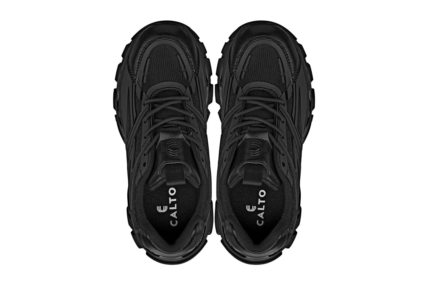 CALTO - S5282 - 2.6 Inches Taller (Jet Black/Onyx Sole) - Chunky Sole Sporty Sneakers Tallmenshoes.com