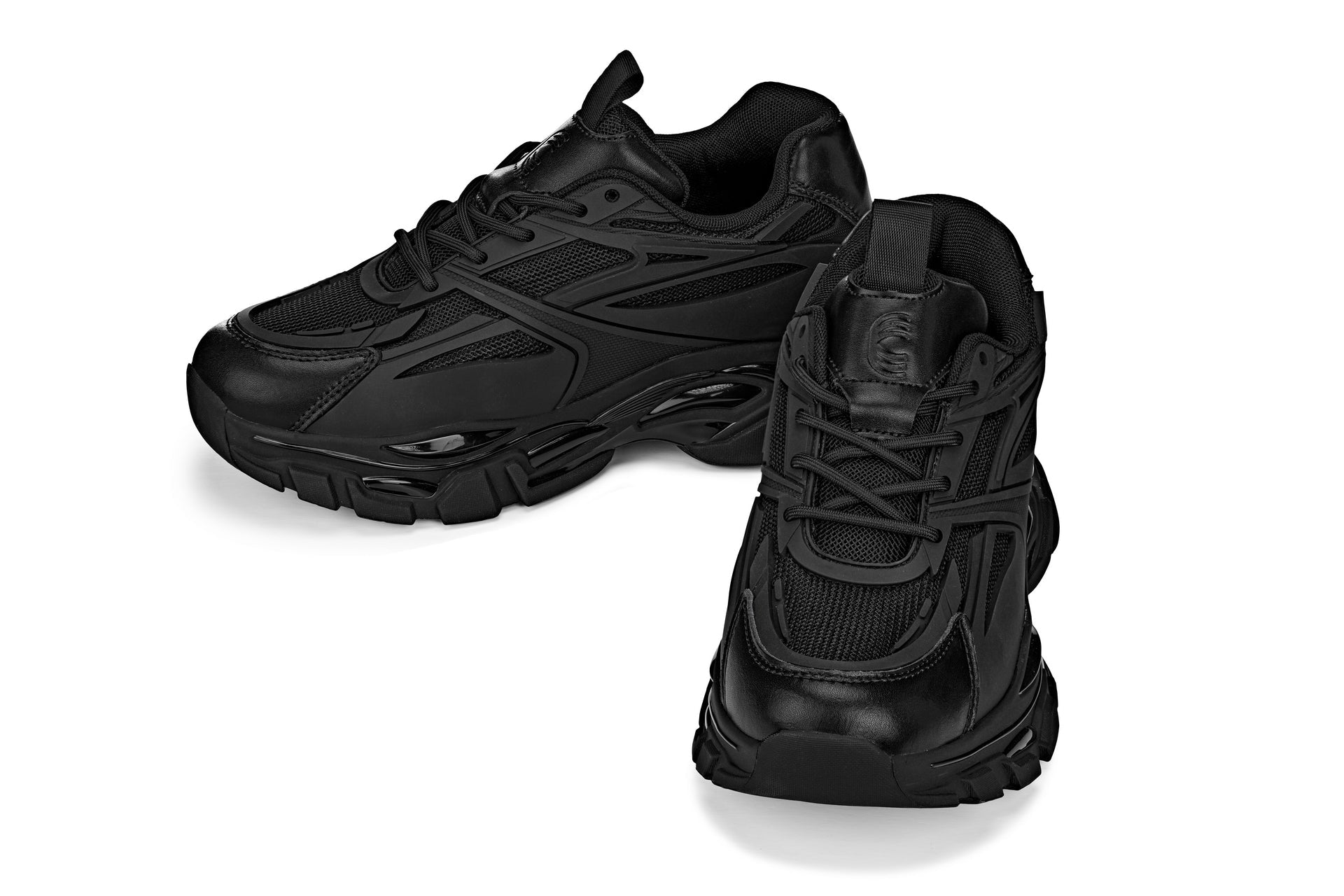 CALTO - S5282 - 2.6 Inches Taller (Jet Black/Onyx Sole) - Chunky Sole Sporty Sneakers Tallmenshoes.com