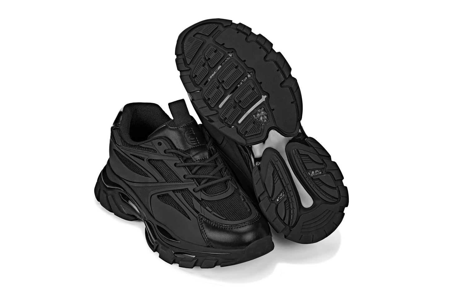 CALTO - S5282 - 2.6 Inches Taller (Jet Black/Onyx Sole) - Chunky Sole Sporty Sneakers Tallmenshoes.com