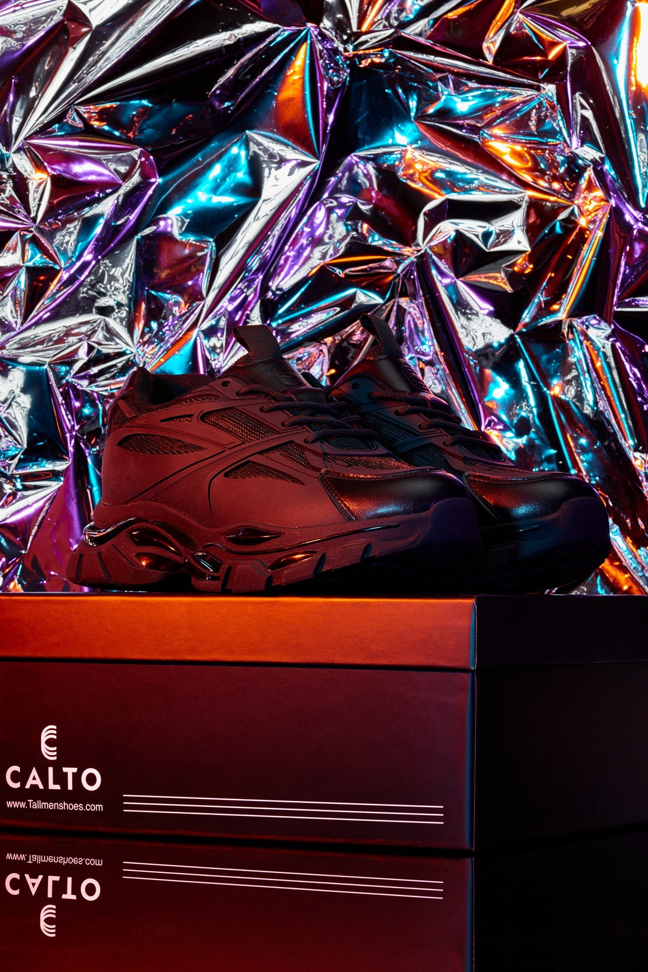 CALTO - S5282 - 2.6 Inches Taller (Jet Black/Onyx Sole) - Chunky Sole Sporty Sneakers Tallmenshoes.com