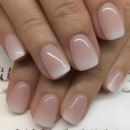 24Pcs Short Square Coffin False Nails Square Fake Nails with Glue French Glitter Wearable Acrylic Nails Set Press on Nail Tips NovaCart