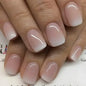 24Pcs Short Square Coffin False Nails Square Fake Nails with Glue French Glitter Wearable Acrylic Nails Set Press on Nail Tips NovaCart
