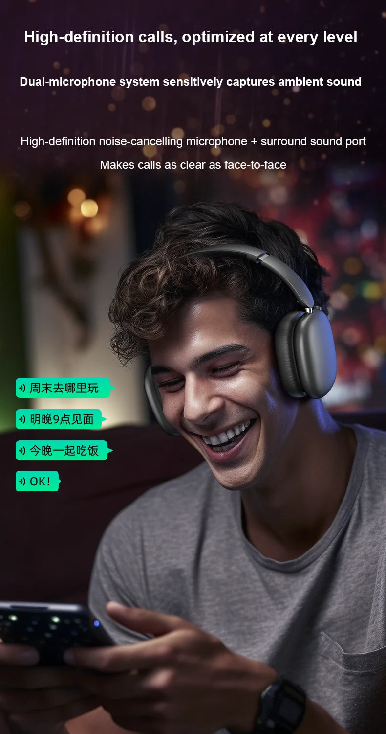 Newest ANC Max Bluetooth Headphone Active Noise Cancelling Wireless Earphone Over Ear Games Headphones ENC HD Mic Stereo Headset NovaCart