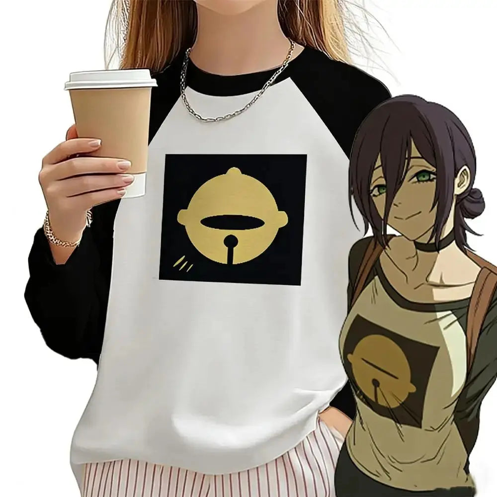 Japanese Anime Reze Cosplay Long-sleeve T-shirt Chainsaw Men's And Women's Clothes Y2K Street Harajuku Style Crew Neck Top NovaCart
