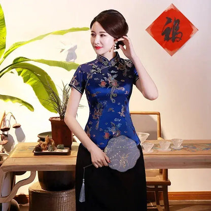 Elegant Ethnic Style Streetwear Cheongsam Qipao Tees Fashion Clothes Tshirts Vintage Shirts for Women Y2k Tops Women Clothing NovaCart