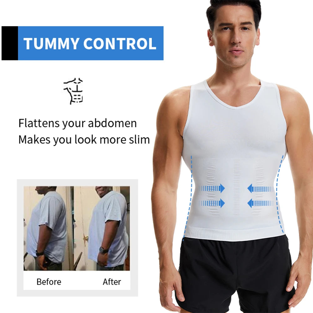 Men's Body Shaper Slimming Shirt V Neck Tummy Vest Compression Base Layer Slim Muscle Tank Top Shapewear NovaCart