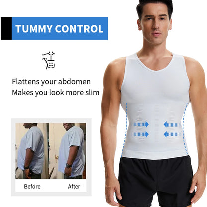 Men's Body Shaper Slimming Shirt V Neck Tummy Vest Compression Base Layer Slim Muscle Tank Top Shapewear NovaCart