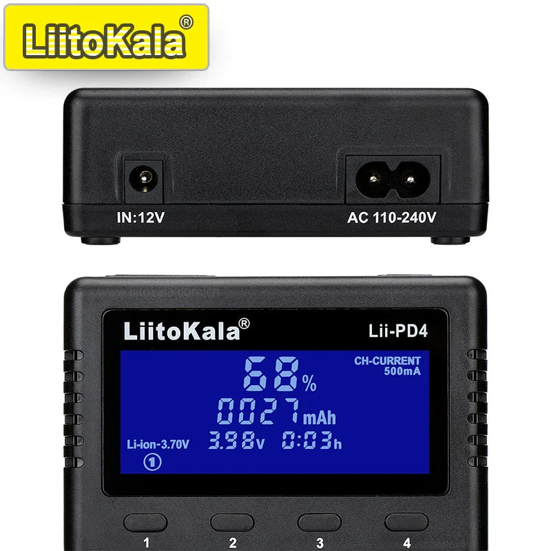 LiitoKala Lii-PD4/PD2 AC PD Charger LCD Fast Charging 4/2-Bay for 21700/18650/AA/AAA Multi-Protection Auto-Detect Pi-Mart