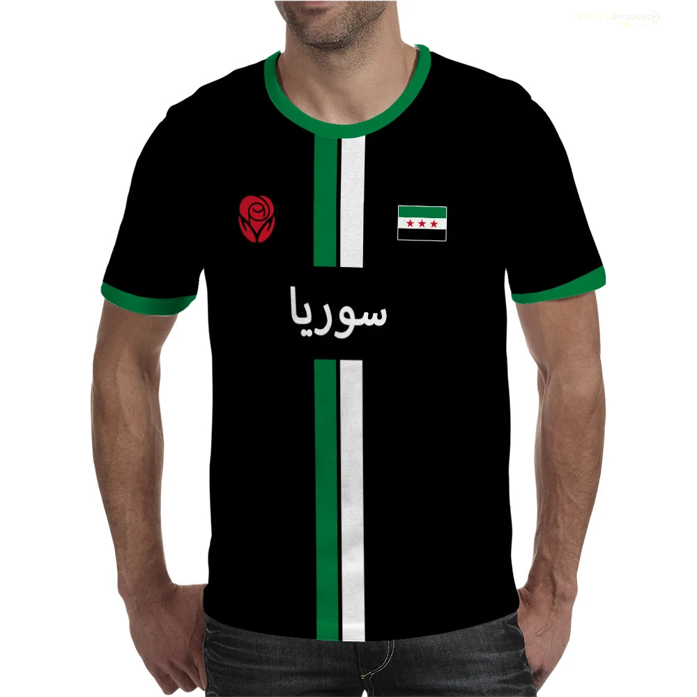 Syria Football T-Shirt Summer Sports Breathable Quick-drying Men's Tops Syrian Flag Map Print Short Sleeve Jersey Kid's Clothes NovaCart