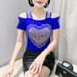 M-3XL Summer European Women's Clothes High Quality T-Shirt Luxury Hot Diamonds Design Slim Tees Sexy Girls Streetwear Tops NovaCart