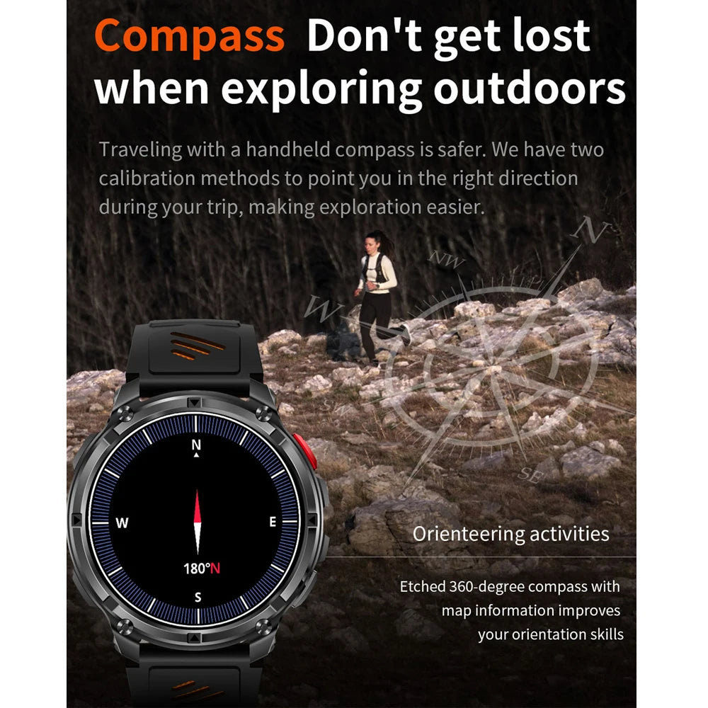 2026 New T-Rex3 Pro 1100mAh Battery Smart Watch GPS path 5ATM Waterproof Sports Run tracker Outdoors Compass Military Smartwatch NovaCart