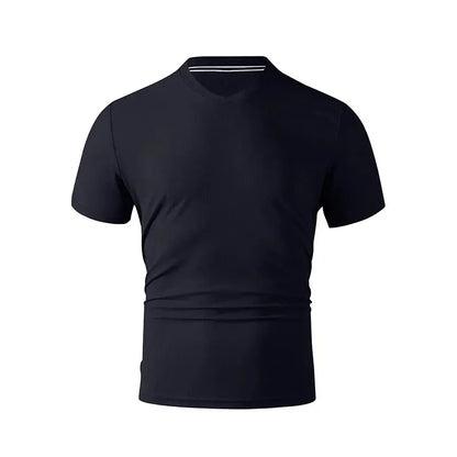 2025 New Men's Casual Fashion Simple V-neck Short Sleeved T-shirt Summer Comfortable Breathable Versatile Top NovaCart