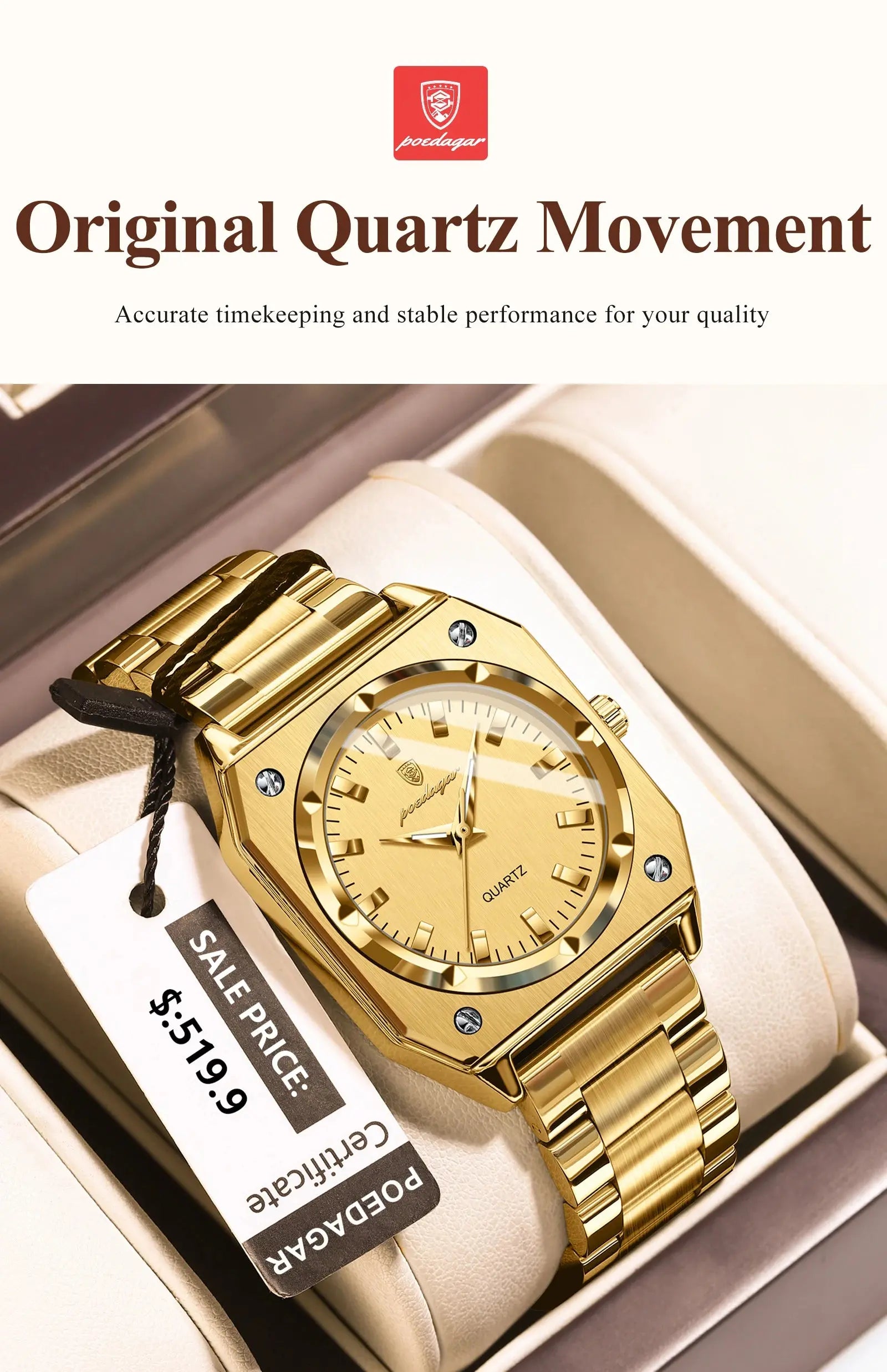 POEDAGAR Luxury Elegant Square Ladies Watch Waterproof Luminous Watch for Woman Stainless Steel Quartz Women's Watches Reloj+box NovaCart