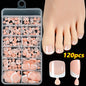 120Pcs 9-Colors French Fake Toenails Summer Short Sqaure Press On Toe Nails Tips Glossy Nude/Pink/Brown Full Cover False Toenail NovaCart
