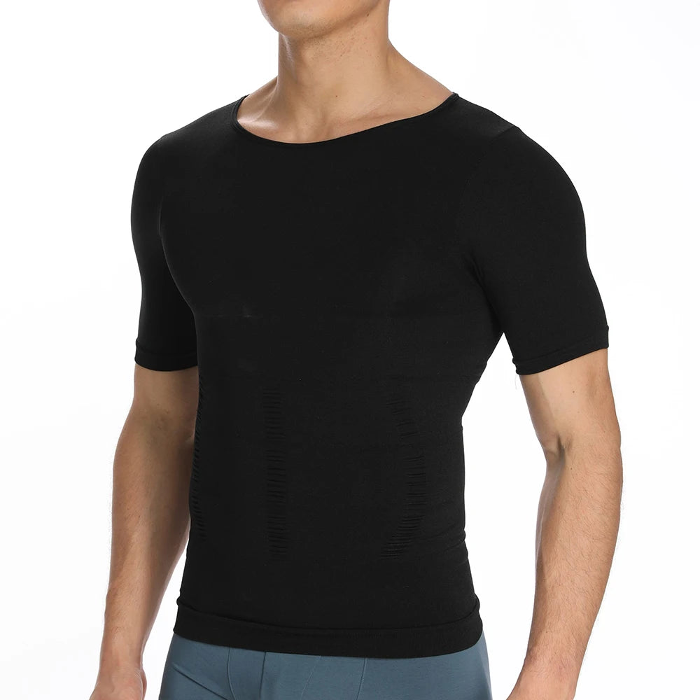 2PCS Men's Body Shaper Slimming Vest T-Shirt Elastic Slim Shapewear Compression Undershirts Tummy Control Waist Trainer Tank Top NovaCart