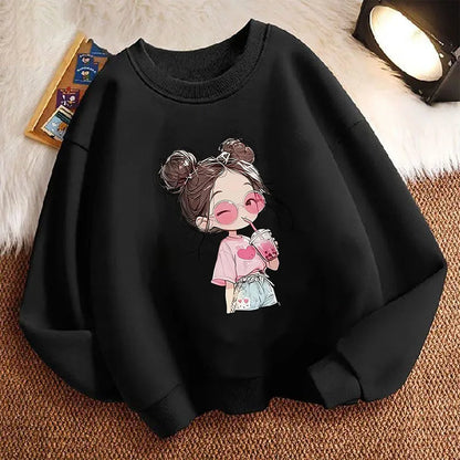 Hoodie Hip Hop Retro Girl Drink Juice Design Children's Sweatshirt Cute Hoody Girls Autumn Spring Casual Hoodies Pullover NovaCart