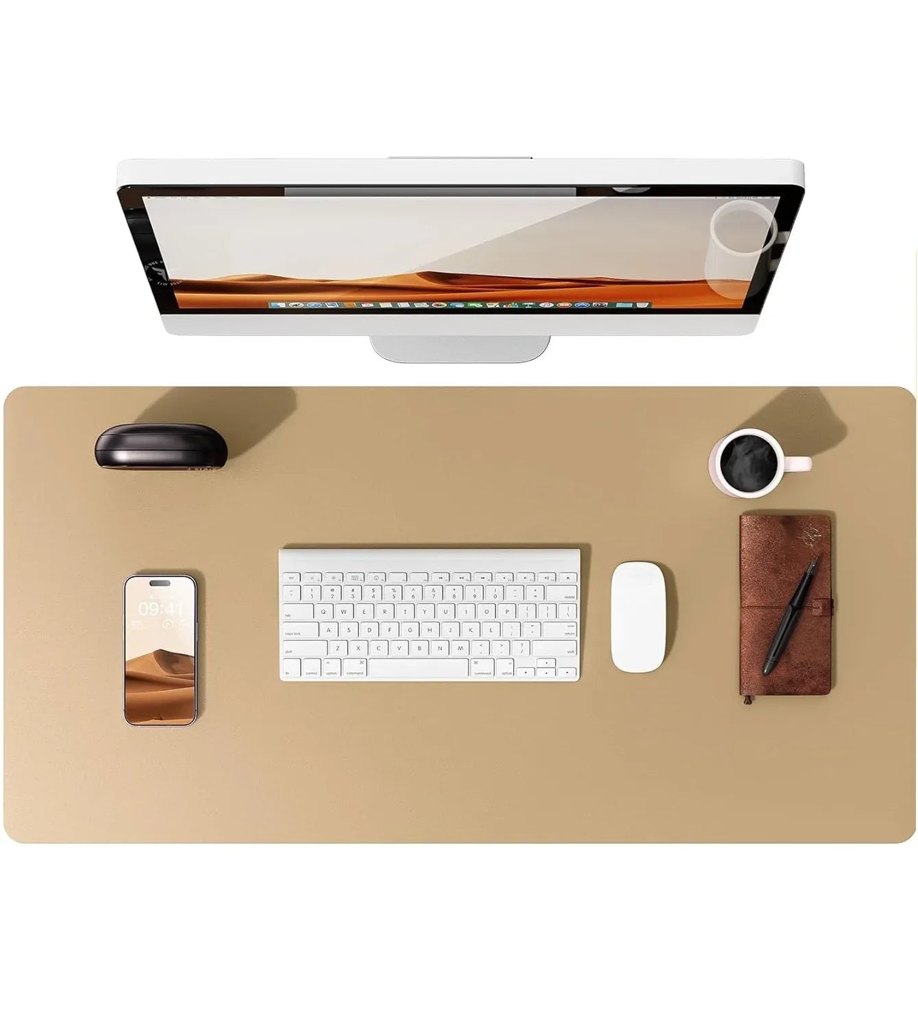 Large Mouse Pad,Office Desk Mat, Leather Desk Pad Protector, Non-Slip PU Leather Desk Blotter, Laptop Desk Pad Pi-Mart