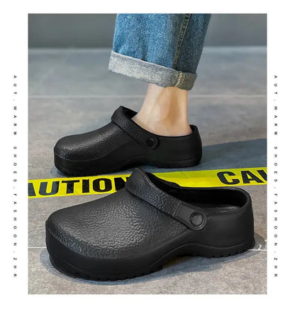 2025 Men's EVA Sandals Summer Large Black Kitchen Anti-Slip Work Shoes Waterproof Oil-Repellent Chef Shoes Kitchen Accessories NovaCart