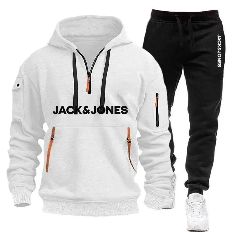Two sets of men's sportswear for autumn/Winter 2025, including a sweatshirt and two sets of fitness jogging pants with wool caps NovaCart