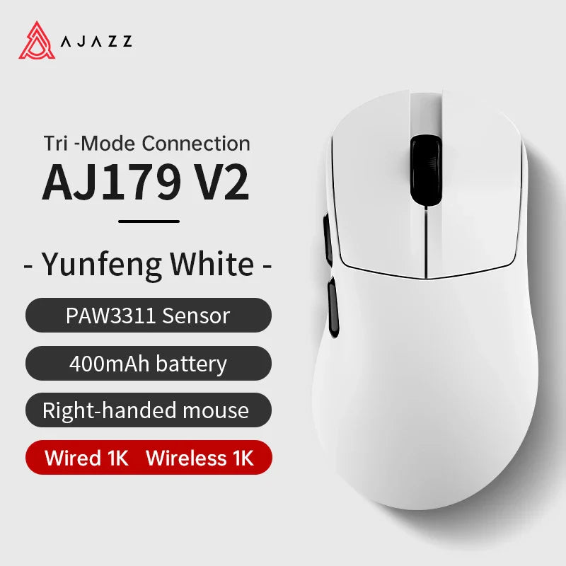 AJAZZ AJ179 PRO PAW3395 Lightweight Wired Wireless Mouse with Magnetic Charging Base Ergonomic Macro Gaming Mouse for PC Laptop Pi-Mart