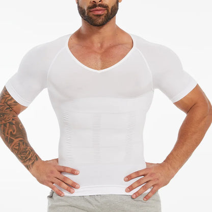 Men's Body Shaper Slimming Shirt Tummy Control Vest Compression Base Layer Slim Muscle Short Sleeve Shapewear NovaCart