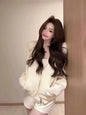Autumn Loose Hooded Knitted Coat Pure Color Casual Coats