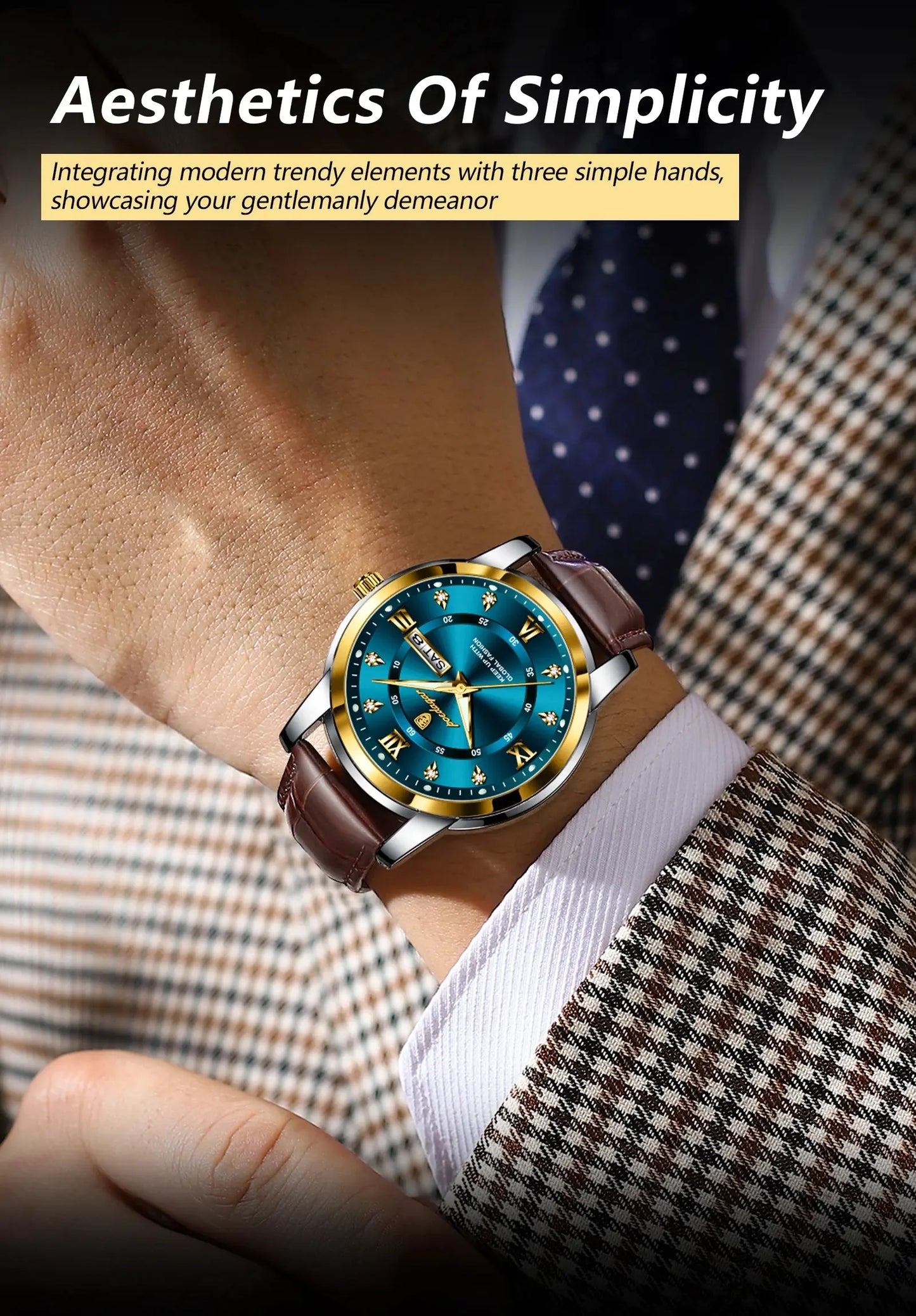 POEDAGAR Luxury Business Male Wristwatch Waterproof Luminous Leather Man Watch Date Week Sport Casual Men's Quartz Watches reloj NovaCart