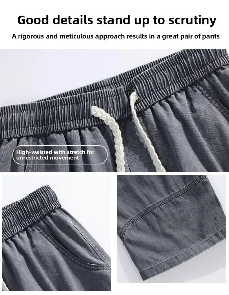 HIQOR High Quality 100% Cotton Work Pants Men Casual Straight Trousers Y2K Man Plus Size Cargo Pants Fashion Solid Workout Pants NovaCart
