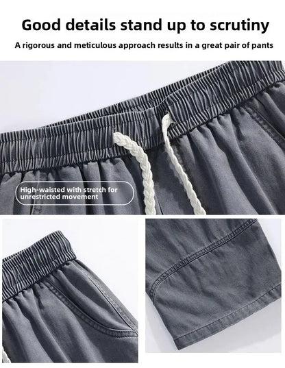HIQOR High Quality 100% Cotton Work Pants Men Casual Straight Trousers Y2K Man Plus Size Cargo Pants Fashion Solid Workout Pants NovaCart